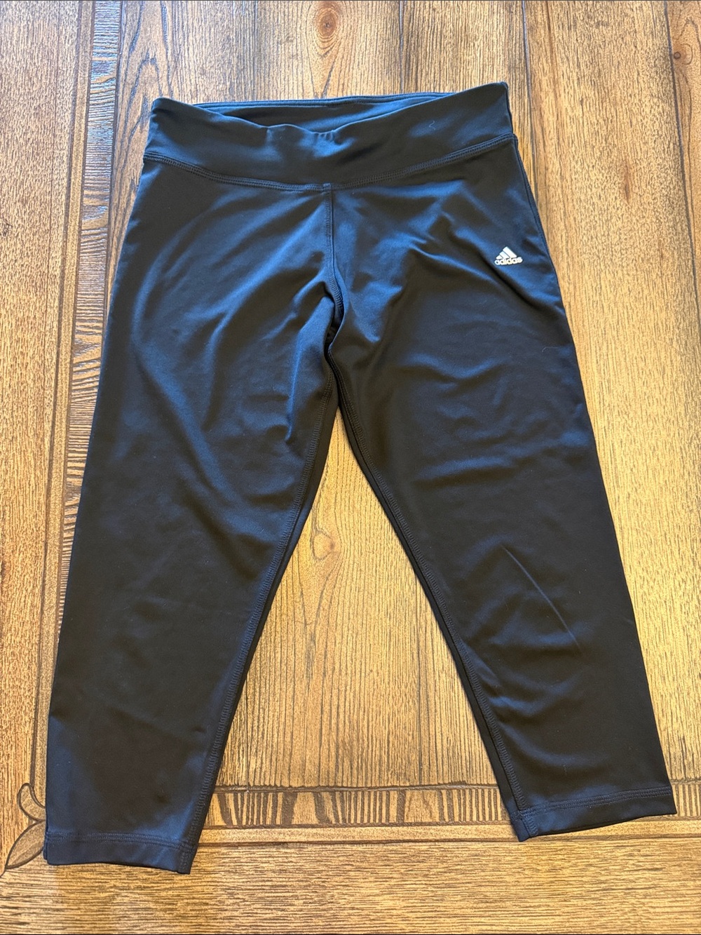 adidas Black Capri Leggings with White Logo